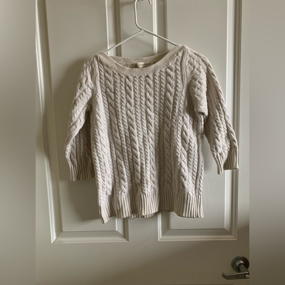Zara Knit Women’s Cream White Sweater Size Large